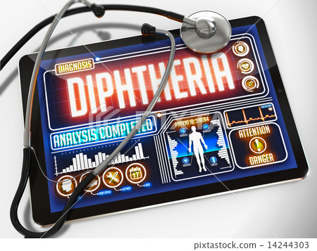 Diphtheria on the Display of Medical Tablet. 14244303