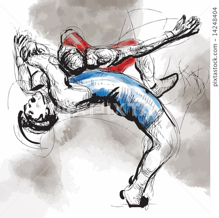 Greco-Roman Wrestling. An hand drawn vector illustration. Greco-Roman Wrestling. An hand drawn vector illustration. 14248404