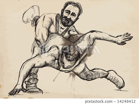 Greco-Roman Wrestling. An hand drawn vector illustration. Greco-Roman Wrestling. An hand drawn vector illustration. 14248412