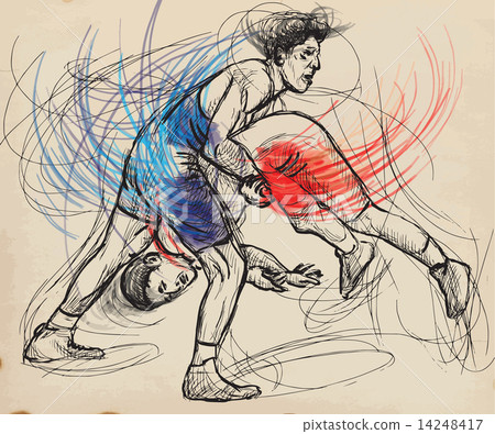 Greco-Roman Wrestling. An hand drawn vector illustration. Greco-Roman Wrestling. An hand drawn vector illustration. 14248417