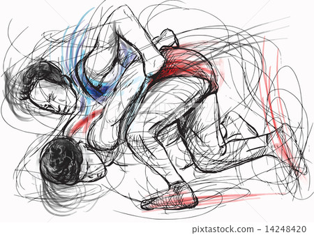 Greco-Roman Wrestling. An hand drawn vector illustration. 14248420