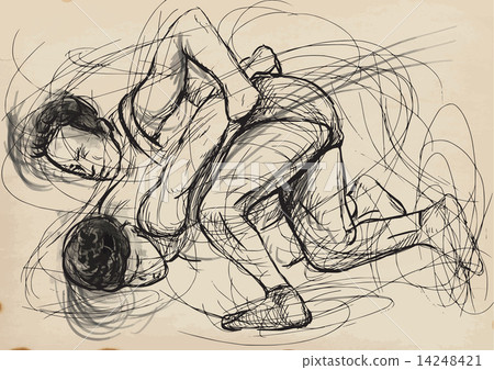 Greco-Roman Wrestling. An hand drawn vector illustration. Greco-Roman Wrestling. An hand drawn vector illustration. 14248421