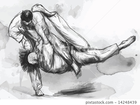 Judo - hand drawn illustration converted into vector 14248439