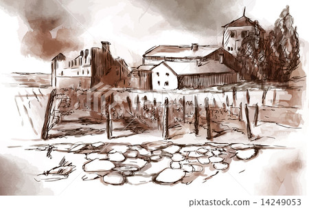 Somewhere in France - Hand drawn vector 14249053