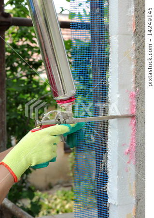 Construction site, styrofoam insulation Construction site, styrofoam insulation 14249145