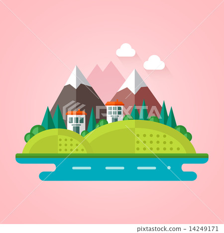 Landscape flat icon Landscape flat icon 14249171