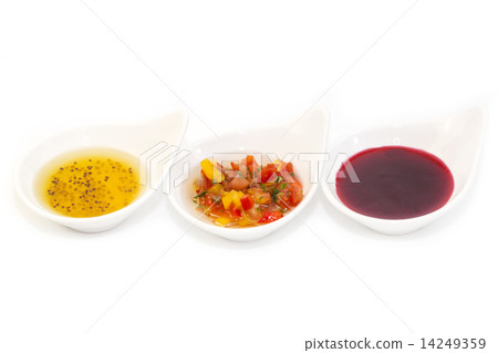 sauces on a white background in the restaurant sauces on a white background in the restaurant 14249359