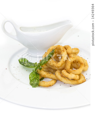 fried calamari rings on a white background fried calamari rings on a white background 14249364