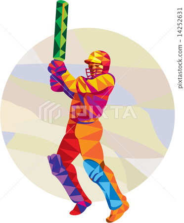 Cricket Player Batsman Batting Low Polygon 14252631