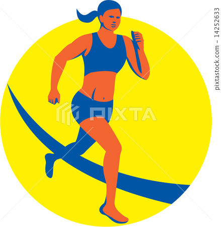 Female Triathlete Marathon Runner Retro 14252633