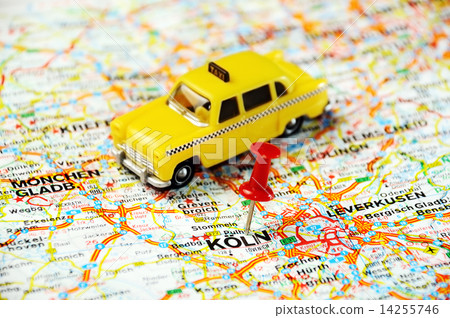 Stock Photo: Coln,Germany map taxi