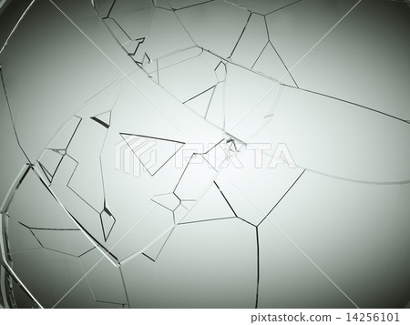 Splitted or cracked glass on grey Splitted or cracked glass on grey 14256101