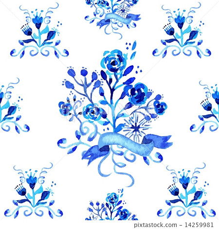 Watercolor floral seamless pattern illustration - Stock Illustration ...