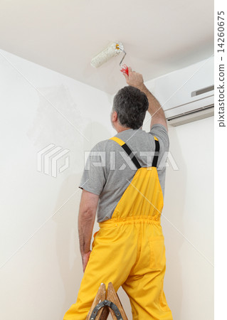 Worker painting  in a room, home renovation 14260675