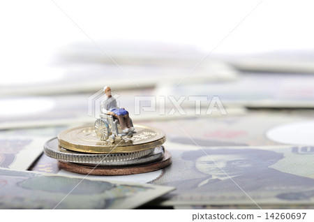 Elderly people with wheelchair life and money 14260697