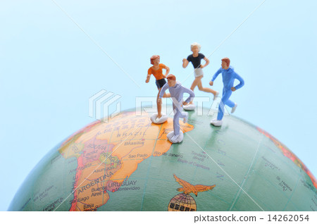 People running on the globe 14262054