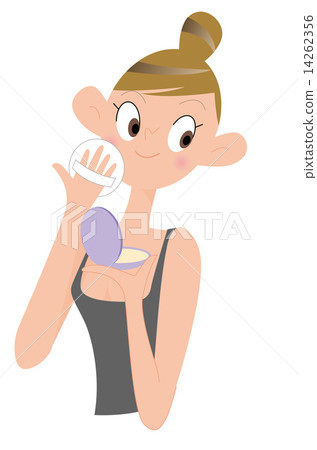 Young lady with compact - Stock Illustration [14262356] - PIXTA