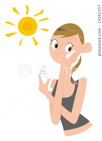 Young woman wearing sunscreen cream 14262357