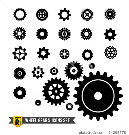 Set of circle wheel gear icon Set of circle wheel gear icon 14263778