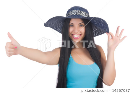 Woman wearing panama ready for summer vacation 14267087