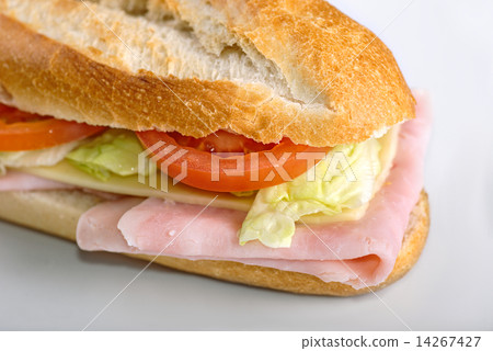 Homemade sandwich in white bread baguette 14267427