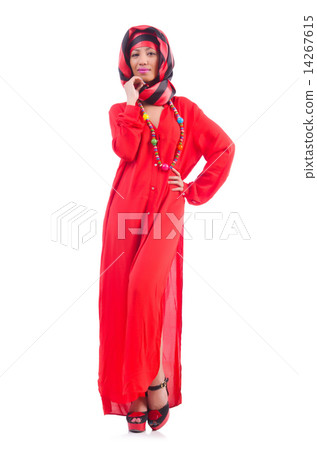 Woman in red scaf on white Woman in red scaf on white 14267615