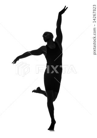 silhouette of male dancer isolated on white 14267823