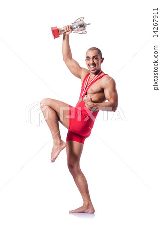 Young wrestler isolated on the white 14267911