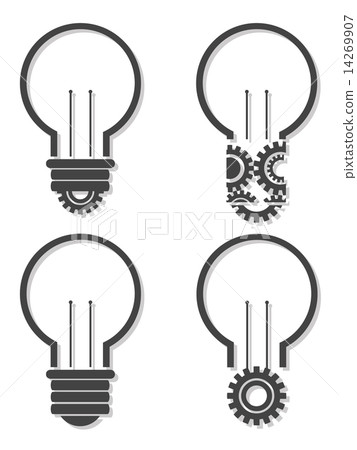 Light bulb with lightning in form of gear and idea word inside i Light bulb with lightning in form of gear and idea word inside i 14269907
