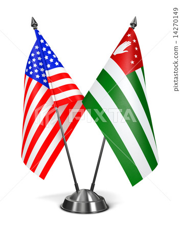 USA and Abkhazia - Miniature Flags. 14270149