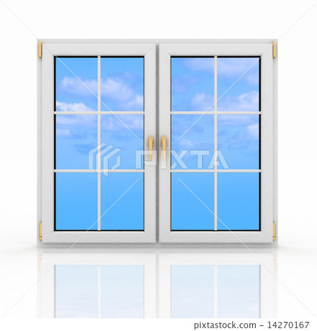 3d closed plastic window on white background 14270167