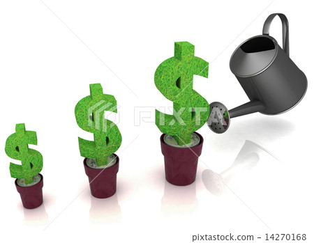 sign of dollar, growing in a flowerpot 14270168