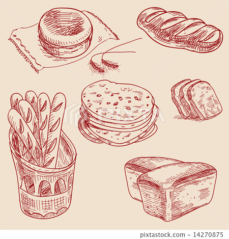 Bakery products hand drawn sketch different kinds bread 14270875