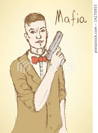 Sketch fancy mafia in vintage style 14270955