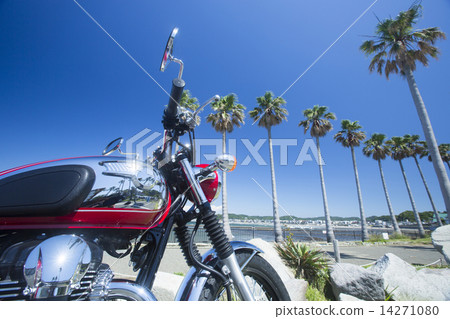 Blue sky and red motorcycle Blue sky and red motorcycle 14271080