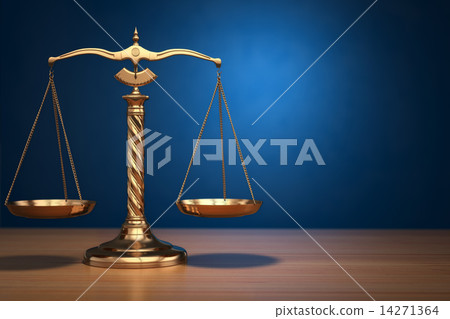 Concept of justice. Law scales on blue background. 14271364