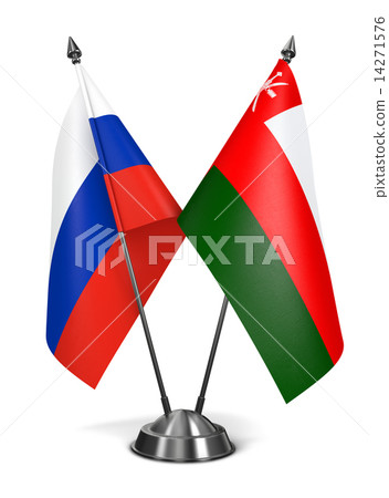 Russia and Oman - Miniature Flags. 14271576