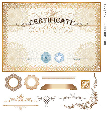 Certificate or coupon template with vintage border and additional design elements  14271674
