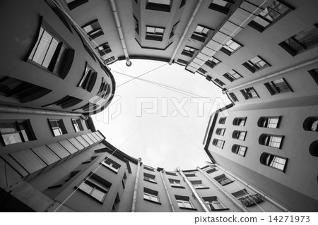 Inner courtyard interior of old house in St. Petersburg Inner courtyard interior of old house in St. Petersburg 14271973