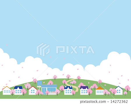 Cherry blossoms and townscape 14272362