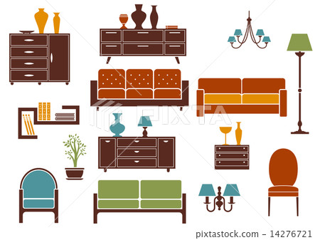 Furniture and home interior flat design elements - Stock Illustration ...