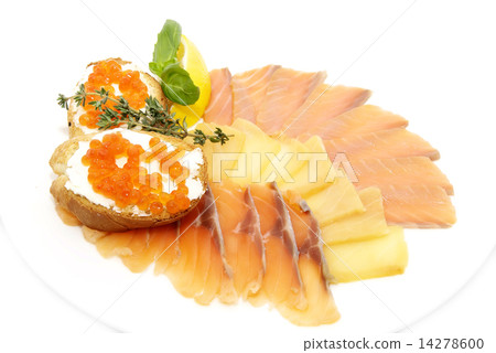 Sliced caviar sandwiches on white background 14278600