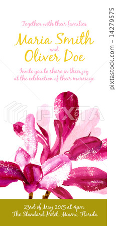 Vector background with red watercolor magnolia 14279575