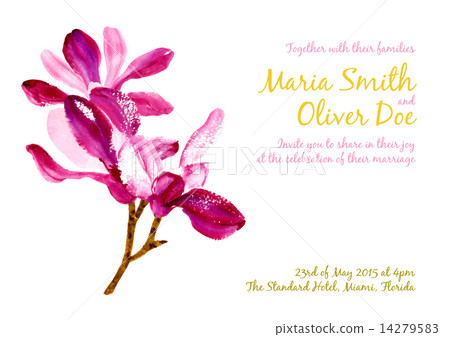 Vector background with red watercolor magnolia Vector background with red watercolor magnolia 14279583