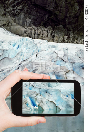 taking photo of snow briksdal glacier in Norway taking photo of snow briksdal glacier in Norway 14280075