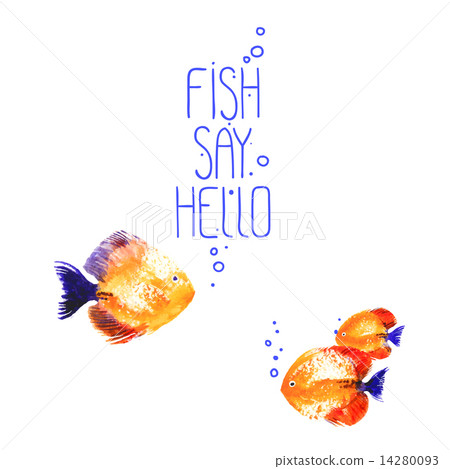 Vector background with watercolor discus fish 14280093