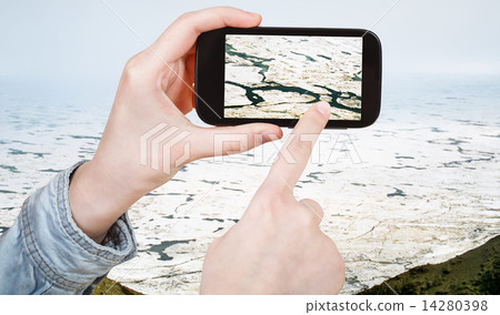 photo of ice blocks on coastline of Bering Sea 14280398