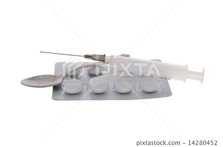 Addictions: Syringe, Drug and Pills. Isolated Addictions: Syringe, Drug and Pills. Isolated 14280452