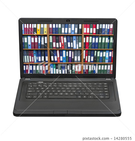 Laptop with folders on screen, concept 14280555