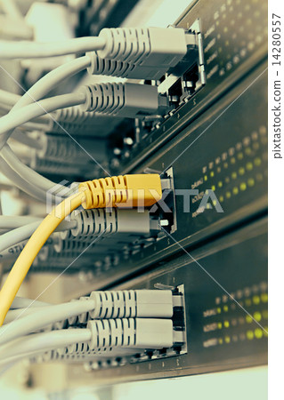 Patch Panel server rack with gray cords 14280557
